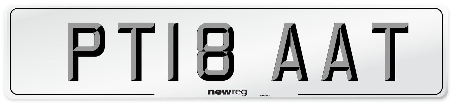 PT18 AAT Number Plate from New Reg